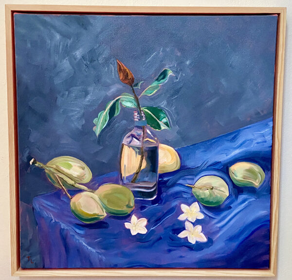 "Waiting for the Mangoes to Ripen" Original artwork by Tanya Lake oil on canvas still life