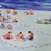 Original oil painting of sunbathers at Clovelly, summer vibes in Sydney!